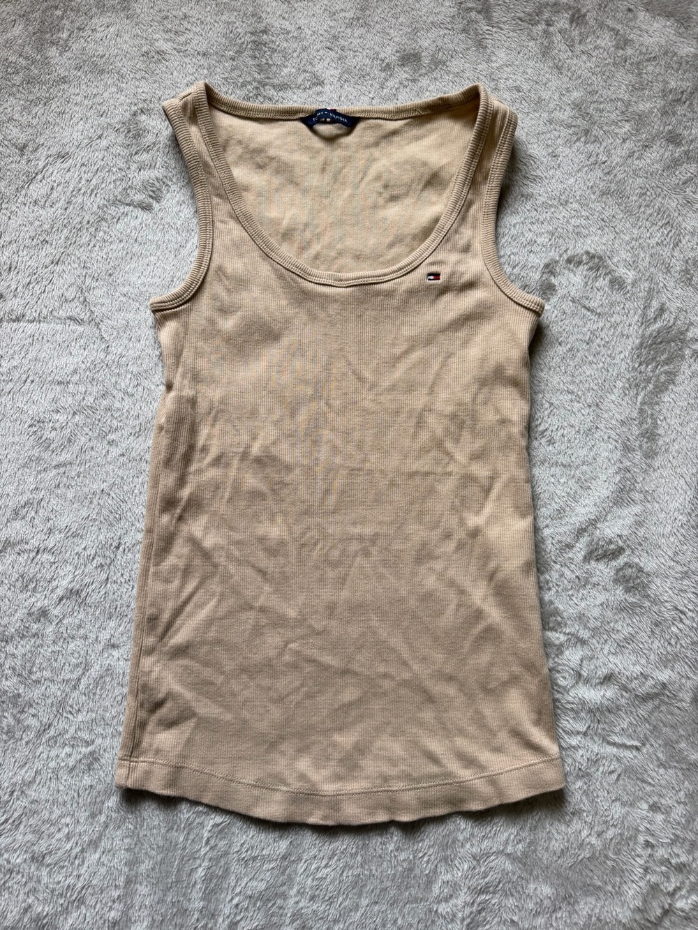 Tommy Hilfiger Beige Scoop Neck Ribbed Tank
